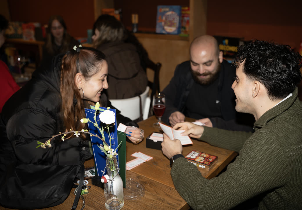 A group playing a game together at Barkeet