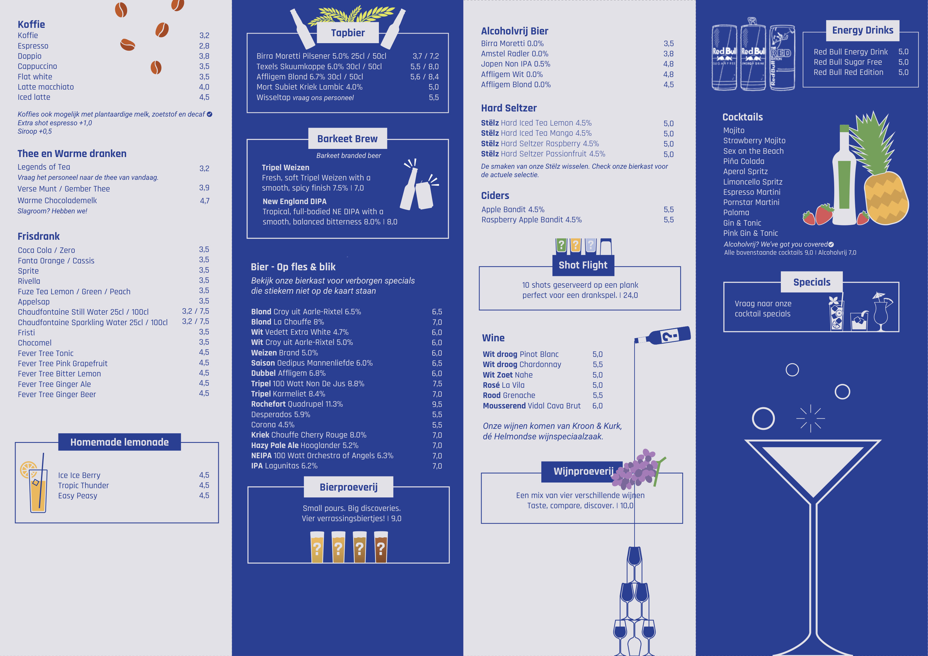 Barkeet menukaart — dranken